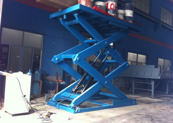 La plataforma del embarcadero Scissor las plataformas de la elevación Scissor color del azul de la plataforma de trabajo